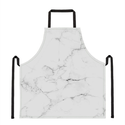 White Grunge Marble Print Apron