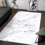 White Grunge Marble Print Area Rug GearFrost