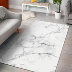 White Grunge Marble Print Area Rug GearFrost