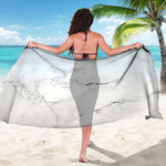 White Grunge Marble Print Beach Sarong Wrap