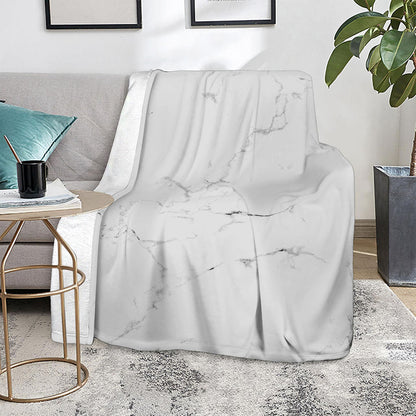 White Grunge Marble Print Blanket
