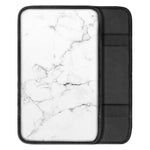 White Grunge Marble Print Car Center Console Cover