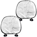 White Grunge Marble Print Car Headrest Covers
