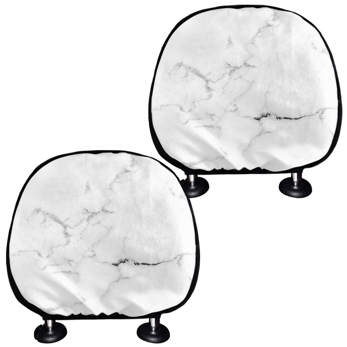 White Grunge Marble Print Car Headrest Covers