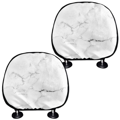 White Grunge Marble Print Car Headrest Covers
