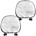 White Grunge Marble Print Car Headrest Covers