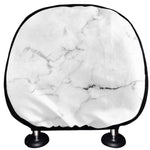 White Grunge Marble Print Car Headrest Covers