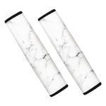 White Grunge Marble Print Car Seat Belt Covers