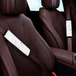 White Grunge Marble Print Car Seat Belt Covers