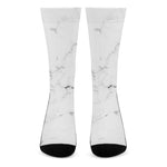 White Grunge Marble Print Crew Socks