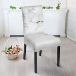 White Grunge Marble Print Dining Chair Slipcover