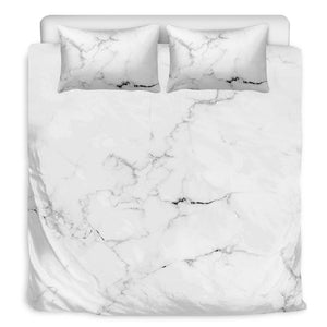 White Grunge Marble Print Duvet Cover Bedding Set
