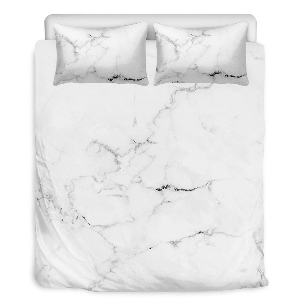 White Grunge Marble Print Duvet Cover Bedding Set