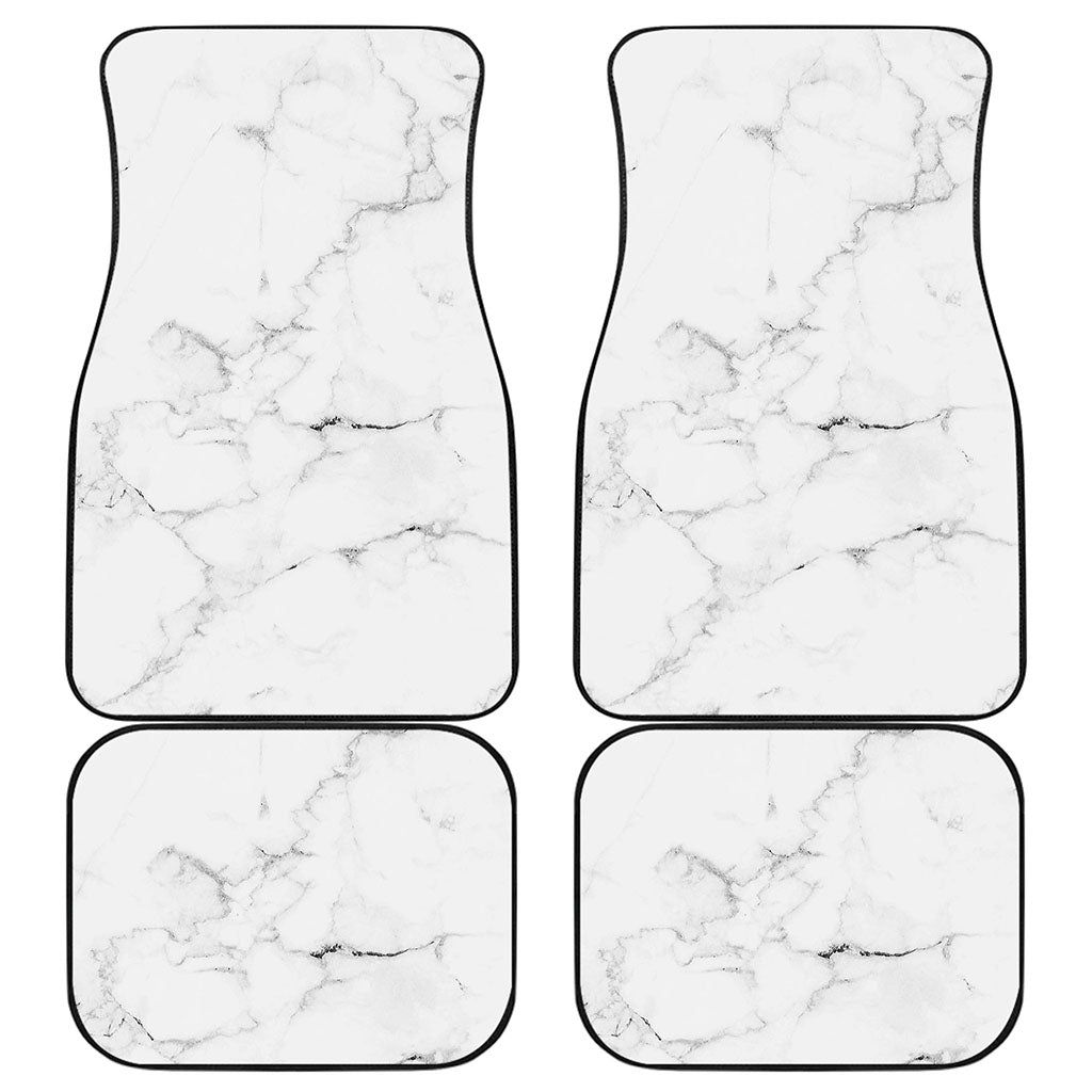 White Grunge Marble Print Front and Back Car Floor Mats
