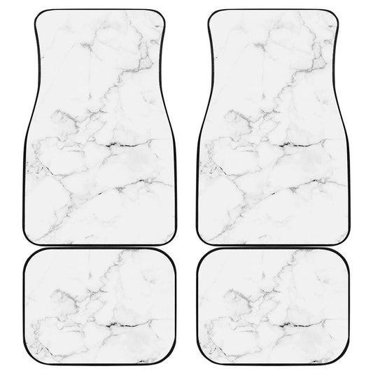 White Grunge Marble Print Front and Back Car Floor Mats