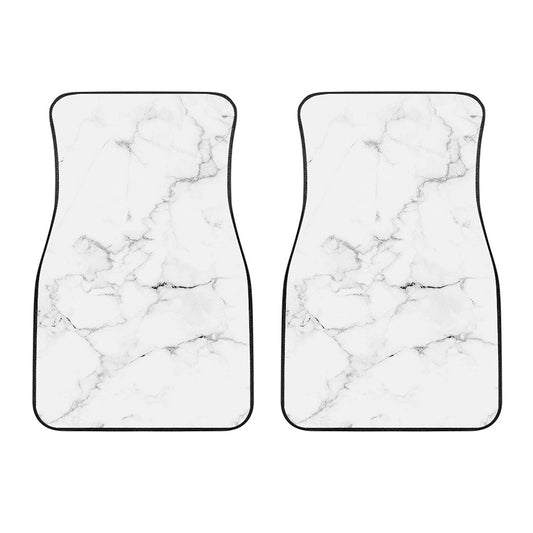 White Grunge Marble Print Front Car Floor Mats