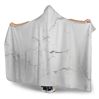 White Grunge Marble Print Hooded Blanket