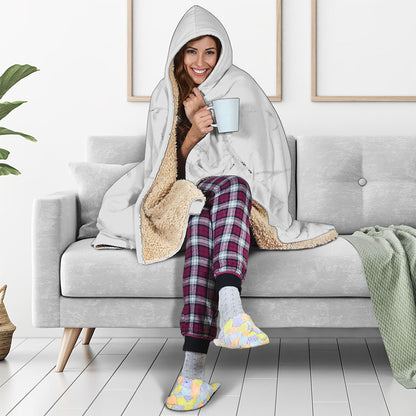 White Grunge Marble Print Hooded Blanket