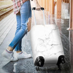 White Grunge Marble Print Luggage Cover GearFrost