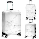 White Grunge Marble Print Luggage Cover GearFrost
