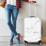 White Grunge Marble Print Luggage Cover GearFrost