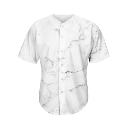 White Grunge Marble Print Men's Baseball Jersey