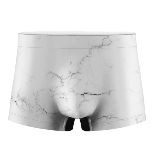 White Grunge Marble Print Men's Boxer Briefs