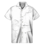 White Grunge Marble Print Men's Short Sleeve Shirt