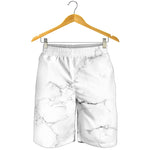 White Grunge Marble Print Men's Shorts