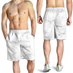 White Grunge Marble Print Men's Shorts