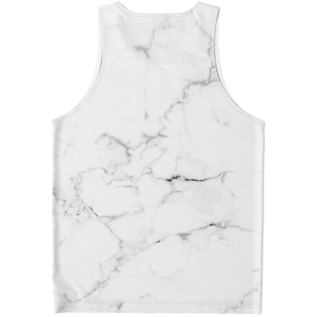 White Grunge Marble Print Men's Tank Top