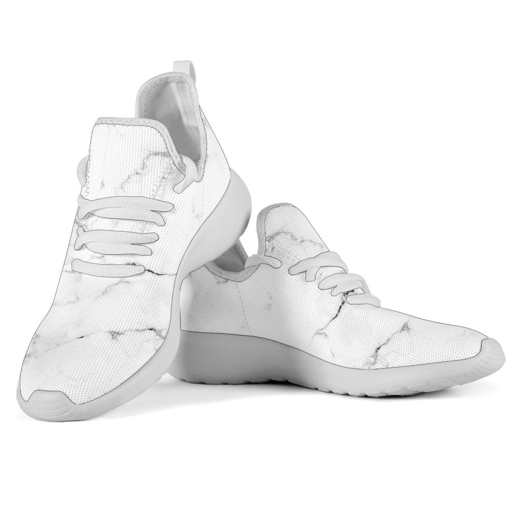 White Grunge Marble Print Mesh Knit Shoes GearFrost
