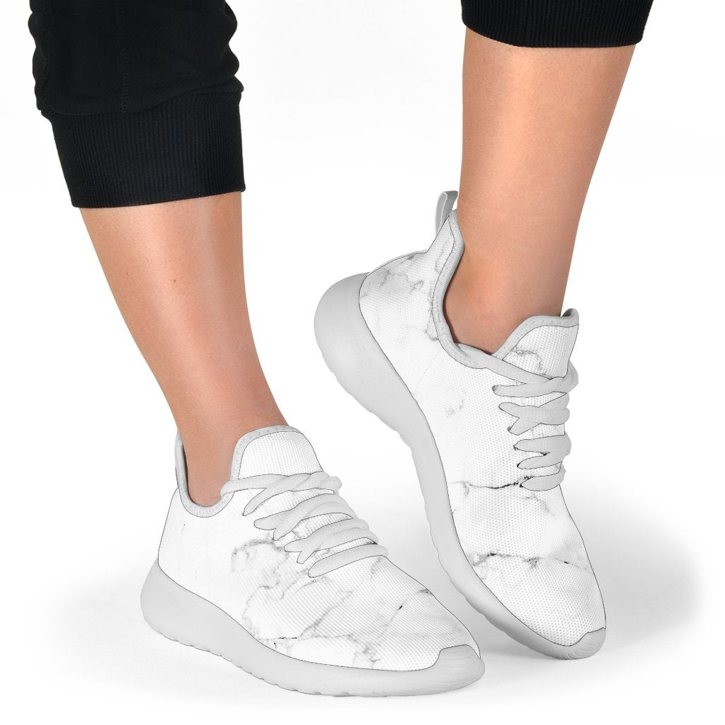 White Grunge Marble Print Mesh Knit Shoes GearFrost