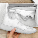 White Grunge Marble Print Mesh Knit Shoes GearFrost