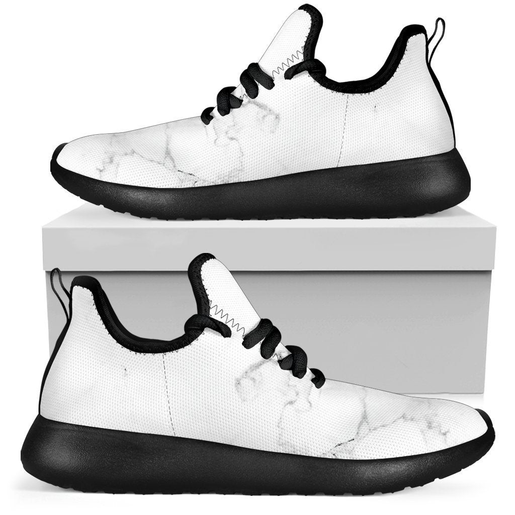 White Grunge Marble Print Mesh Knit Shoes GearFrost