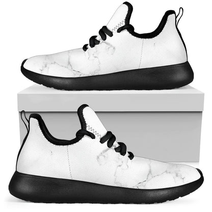 White Grunge Marble Print Mesh Knit Shoes GearFrost