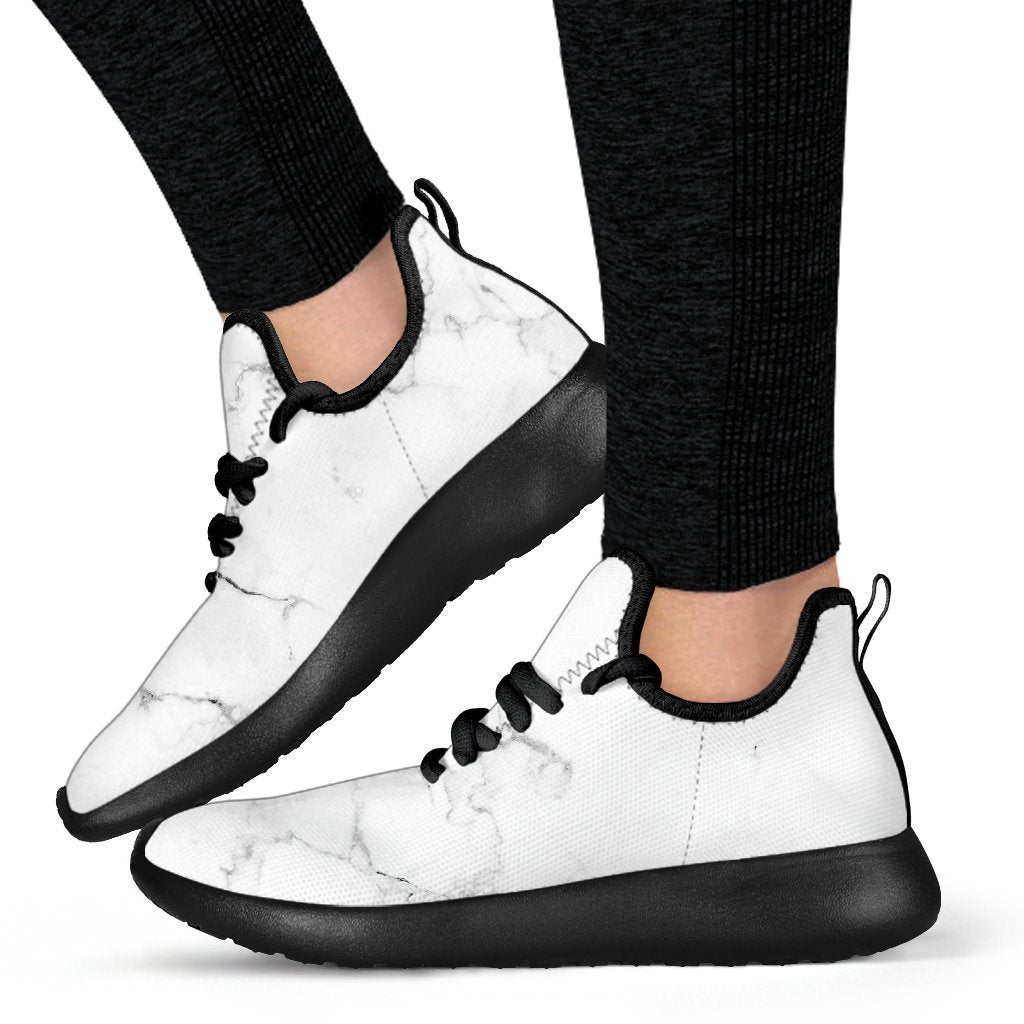 White Grunge Marble Print Mesh Knit Shoes GearFrost