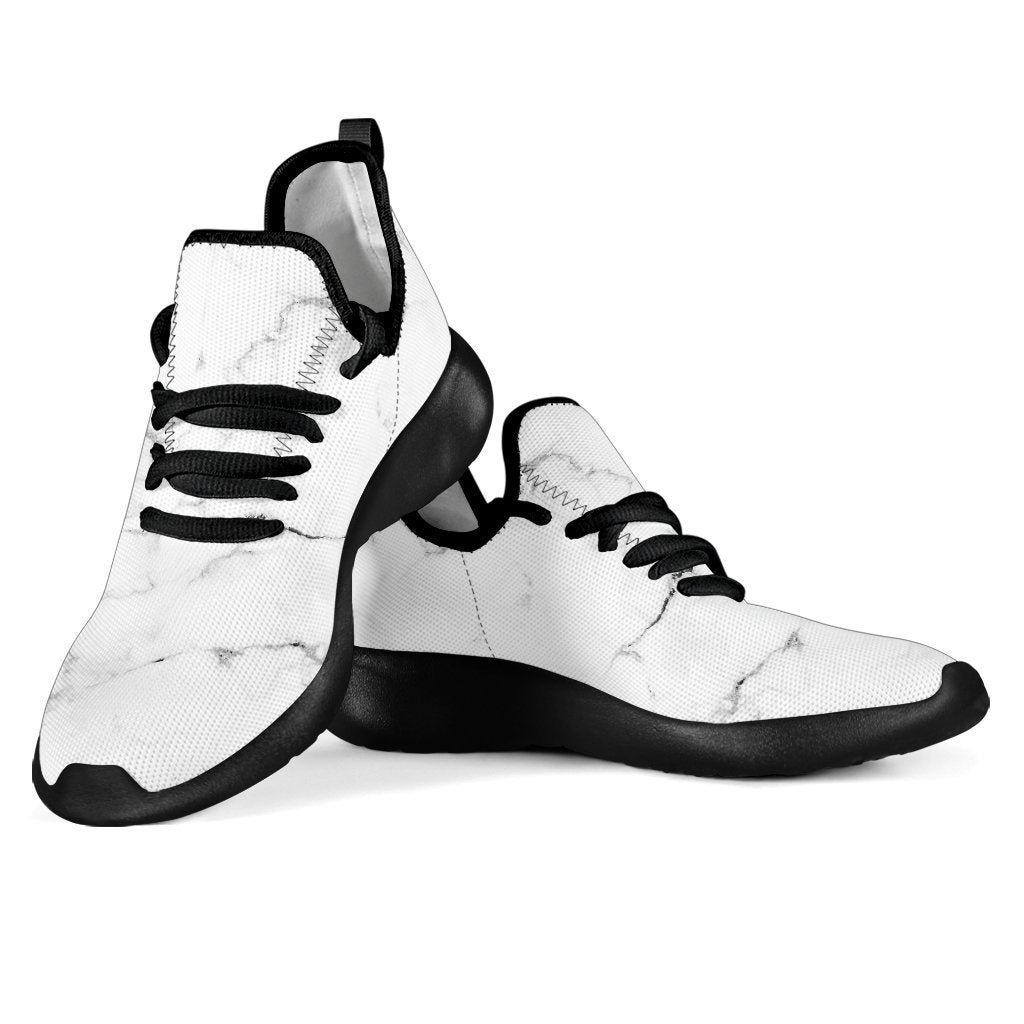 White Grunge Marble Print Mesh Knit Shoes GearFrost