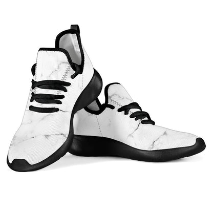 White Grunge Marble Print Mesh Knit Shoes GearFrost