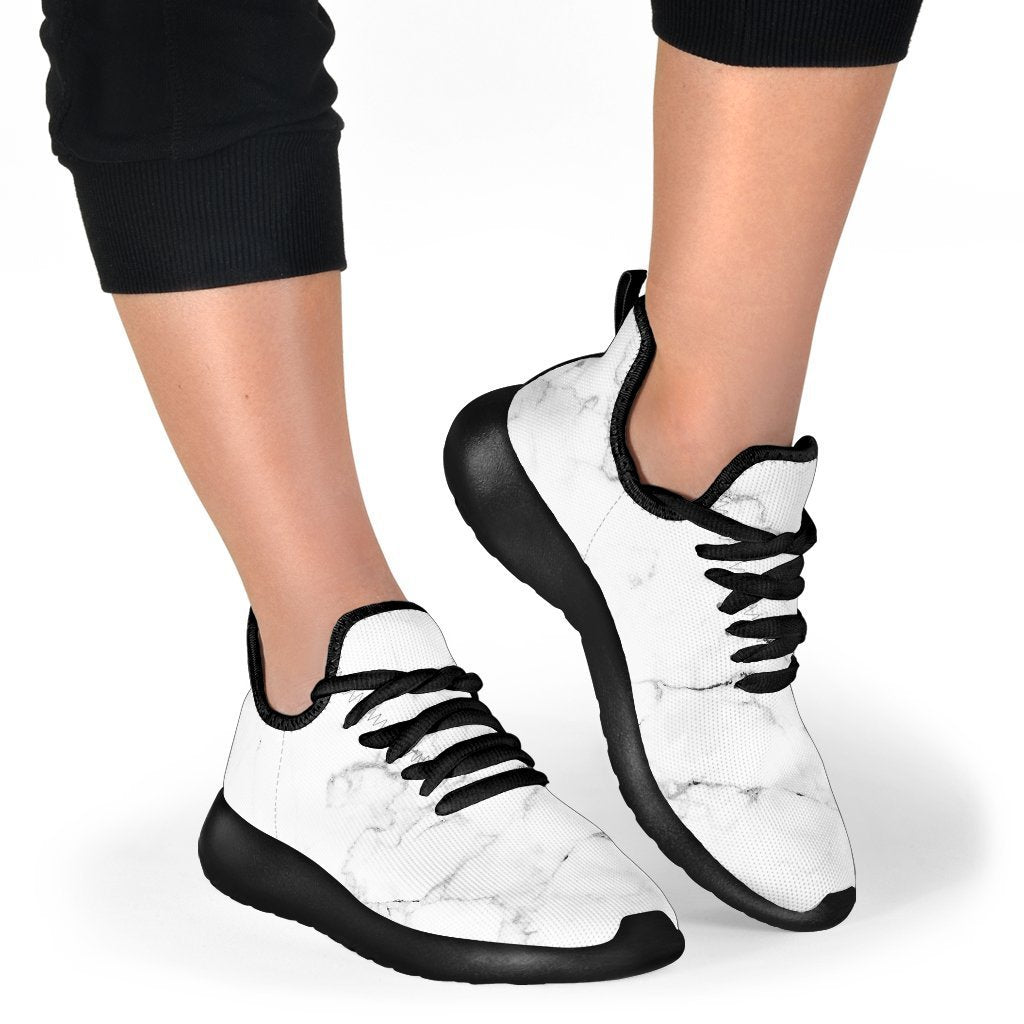 White Grunge Marble Print Mesh Knit Shoes GearFrost