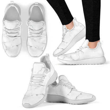 White Grunge Marble Print Mesh Knit Shoes GearFrost