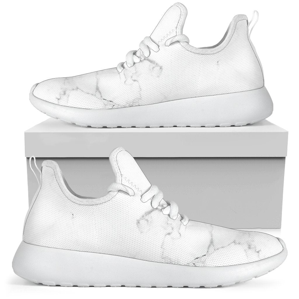 White Grunge Marble Print Mesh Knit Shoes GearFrost