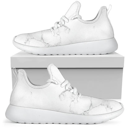 White Grunge Marble Print Mesh Knit Shoes GearFrost