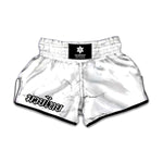 White Grunge Marble Print Muay Thai Boxing Shorts