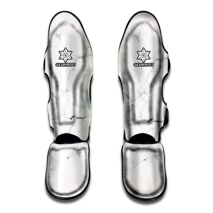 White Grunge Marble Print Muay Thai Shin Guard