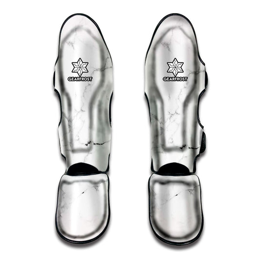 White Grunge Marble Print Muay Thai Shin Guard