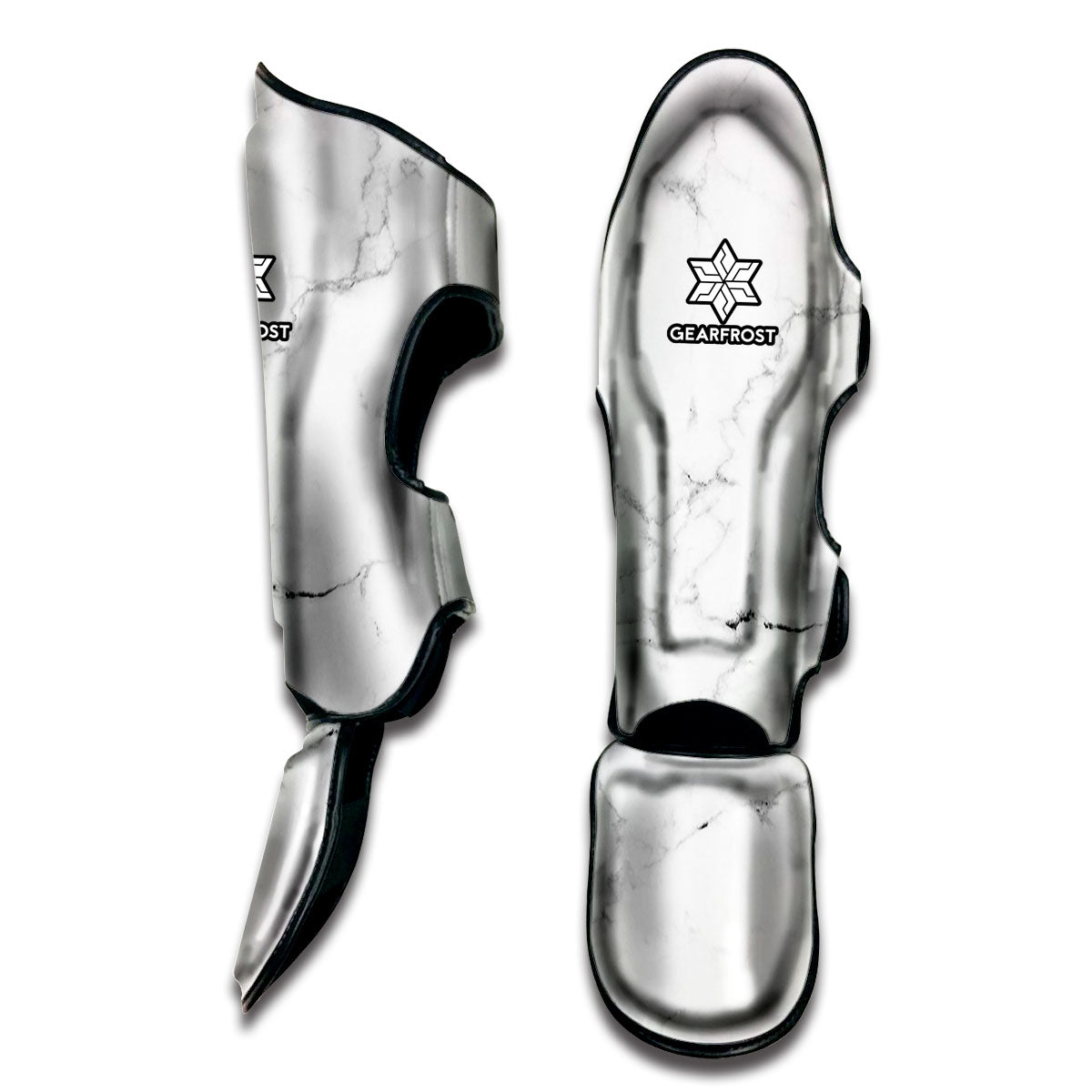 White Grunge Marble Print Muay Thai Shin Guard