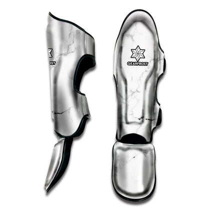 White Grunge Marble Print Muay Thai Shin Guard