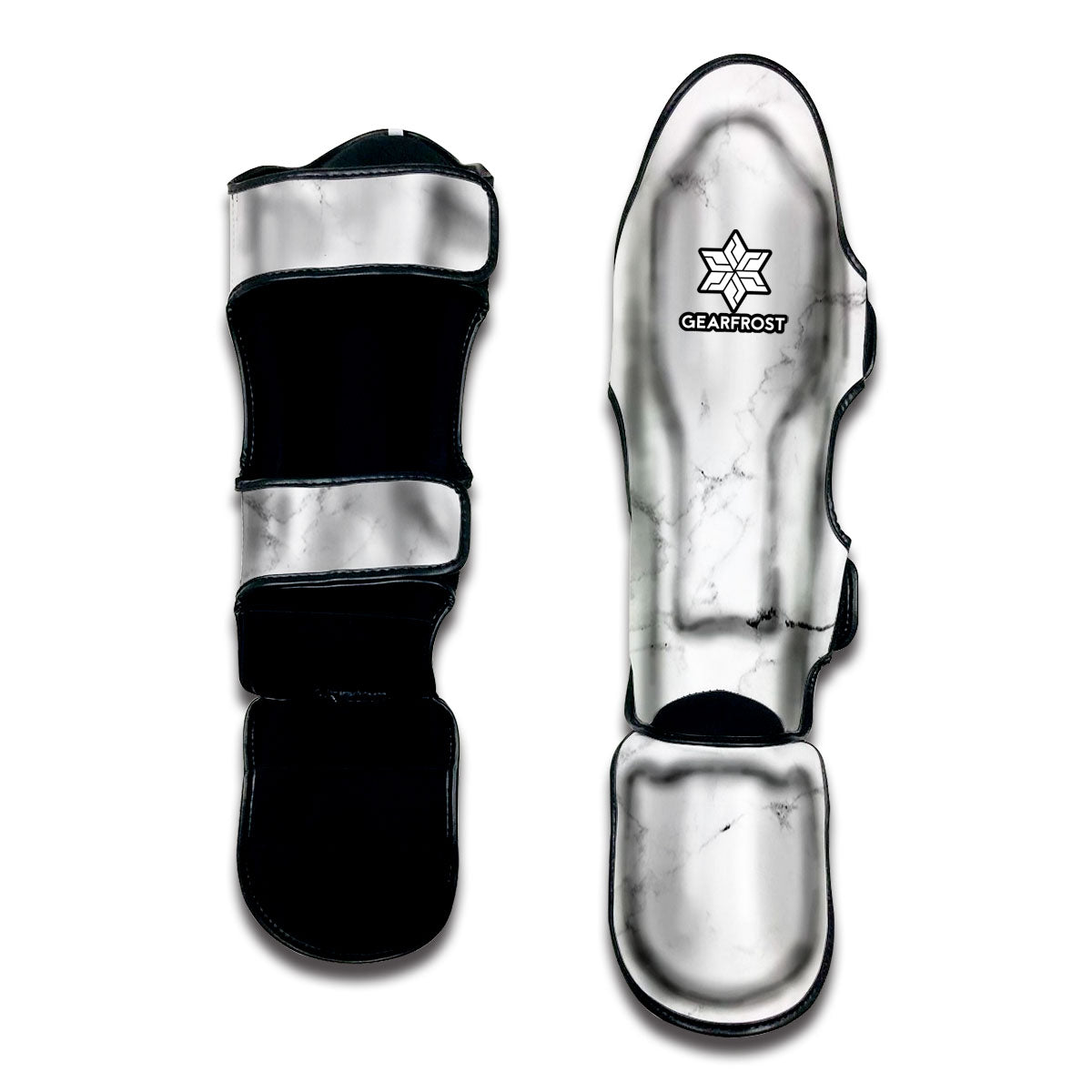 White Grunge Marble Print Muay Thai Shin Guard