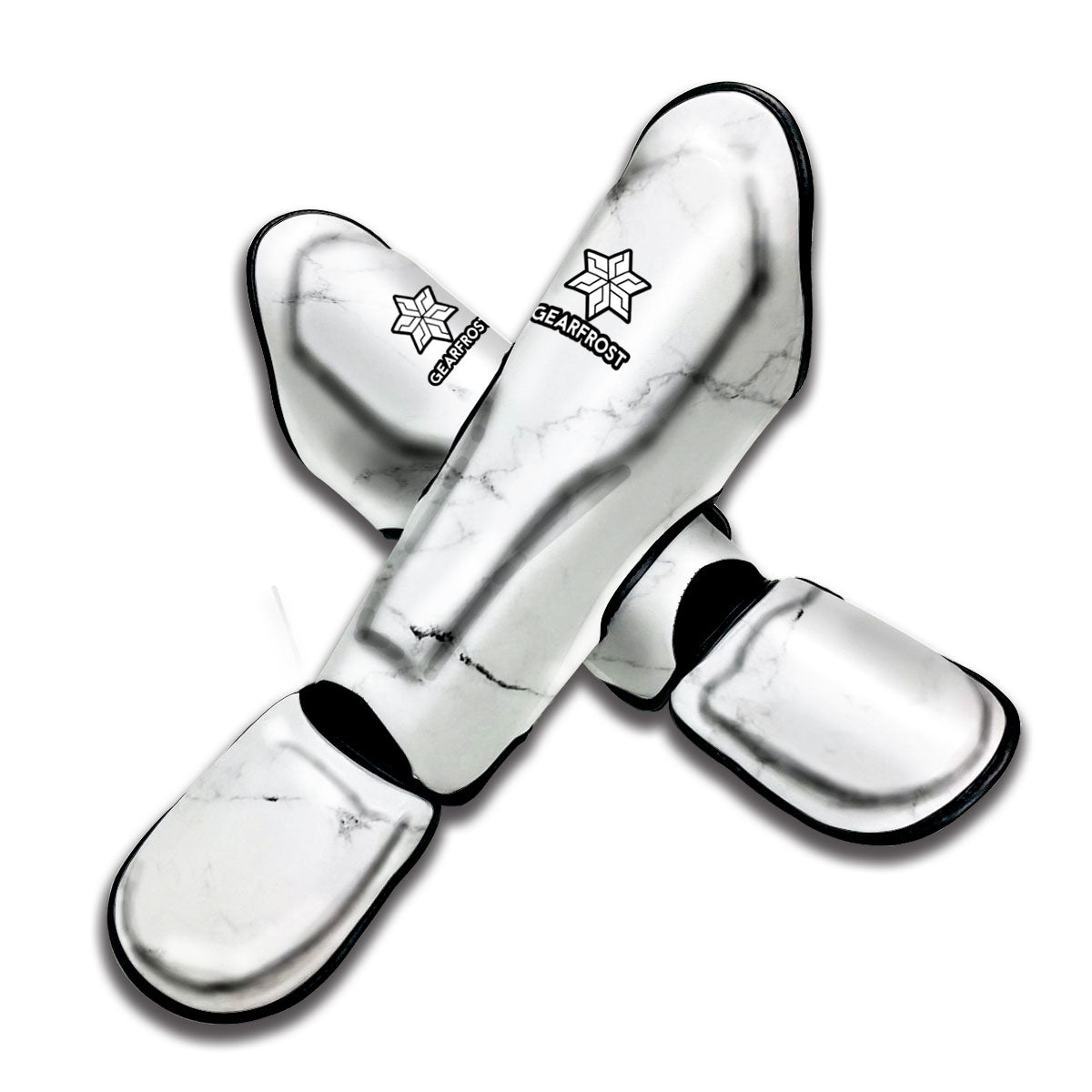 White Grunge Marble Print Muay Thai Shin Guard